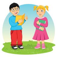 Kids Reading Book Vector Illustration N2