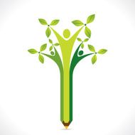creative pencil people with windmill design leaf
