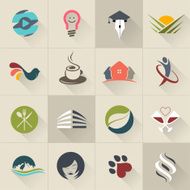 Set of web icons and vector logos in stylish colors