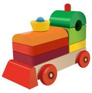 Vector format of wooden cubes colored locomotive toy N2
