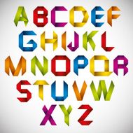 Origami style font with colorful letters