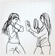 Woman boxer sketch illustration N2