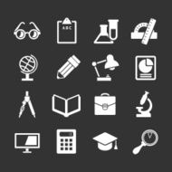 Set icons of school and education