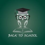 Vector image of an owl glasses with college hat N7