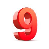 3d shiny red number 9 N7