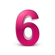 3d shiny pink number 6