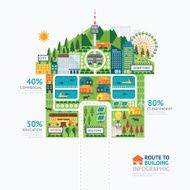 Infographic business building house shape template design