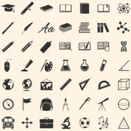 Vector Set of 49 Education Icons School and University N14