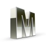 3d silver steel letter M N4