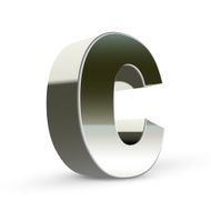 3d silver steel letter C N4