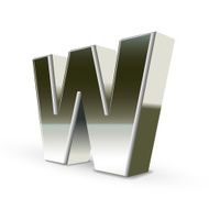 3d silver steel letter W N5