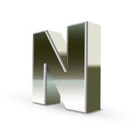 3d silver steel letter N N4