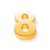 3d shiny golden number 8 N3