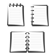 Set of three notebooks Vector black silhouettes