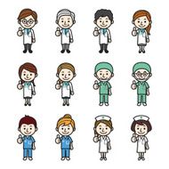 Health care workers showing thumbs up
