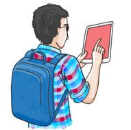 Student using digital tablet