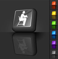 student writing 3D button design
