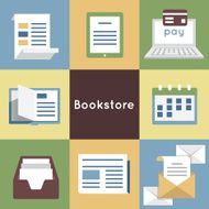 Vector Flat Concept of Bookstore - Mobile Service