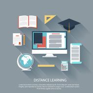 Distance learning with internet services concept