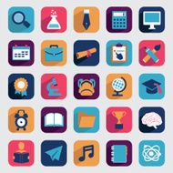 Set of flat education icons for design N4