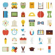 Big Flat Back to School Objects Set isolated over white N2