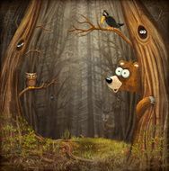 Forest landscape with animals N2