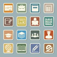 Sticker Education icons set N2