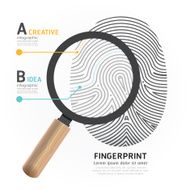 Fingerprint with magnifier vector illustration