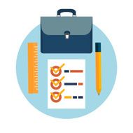 Briefcase pencil and ruler icons