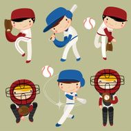 baseball kids character set vector illustration N2