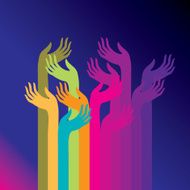 colored raised hands presentation