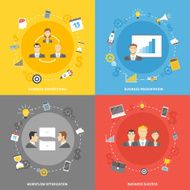 Business concept flat icons set