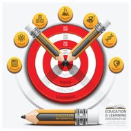Education And Learning Step Infographic With Pencil Dartboard Subject Diagram