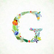 The letter G Bright floral element of colorful alphabet