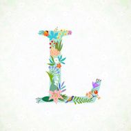 The letter L Bright floral element of colorful alphabet
