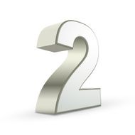 3d shiny silver number 2