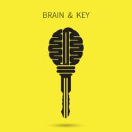 Creative brain sign with key symbol Key of success N2