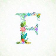 The letter F Bright floral element of colorful alphabet