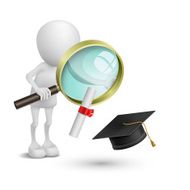3d person watching the graduation cap and diploma