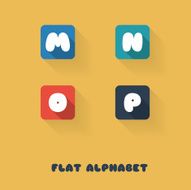 M N O P - Flat Design Button Alphabet