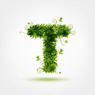 Green eco letter T for your design