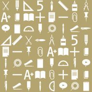 school icons set Beige background
