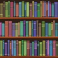 seamless library shelves with old books