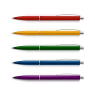 Vector Set of Pens with Metal Caps Isolated on White N2