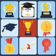 award icon set flat ilustration