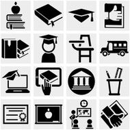 Education vector icon set on gray