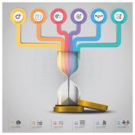 Sandglass Money And Financial Business Infographic With Line Circle Diagram