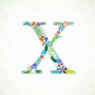 The letter X Bright floral element of colorful alphabet