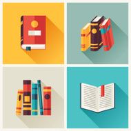 Set of book icons in flat design style N5