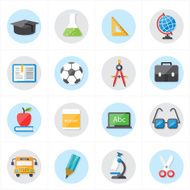 Flat Icons For Education and School Vector Illustration